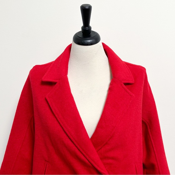 Marla Wynne Layers Red Melton Wool Blend Snap Button Dolman Sleeve Coat Medium - Picture 2 of 12